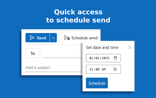OutSchedule Schedule email in Outlook from Chrome web store to be run with OffiDocs Chromium online OutSchedule Schedule email in Outlook from Chrome web store to be run with OffiDocs Chromium online