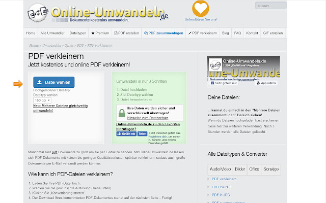 PDF verkleinern Online Umwandeln.de from Chrome web store to be run with OffiDocs Chromium online PDF verkleinern Online Umwandeln.de from Chrome web store to be run with OffiDocs Chromium online