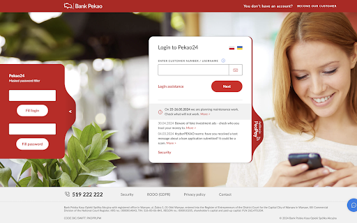 Pekao24 masked password filler from Chrome web store to be run with OffiDocs Chromium online Pekao24 masked password filler from Chrome web store to be run with OffiDocs Chromium online