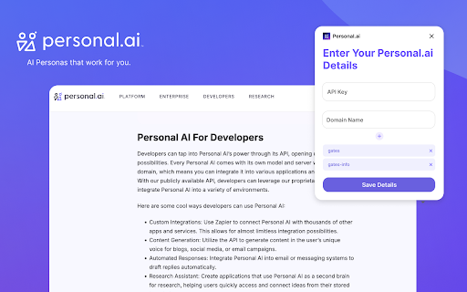 Personal AI Extension from Chrome web store to be run with OffiDocs Chromium online Personal AI Extension from Chrome web store to be run with OffiDocs Chromium online