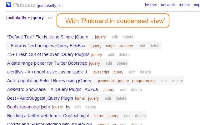 Pinboard.in condensed view from Chrome web store to be run with OffiDocs Chromium online Pinboard.in condensed view from Chrome web store to be run with OffiDocs Chromium online