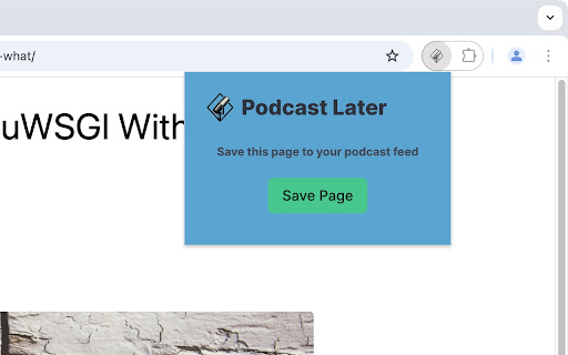 Podcast Later from Chrome web store to be run with OffiDocs Chromium online Podcast Later from Chrome web store to be run with OffiDocs Chromium online