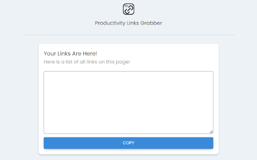 Productivity Links Grabber from Chrome web store to be run with OffiDocs Chromium online Productivity Links Grabber from Chrome web store to be run with OffiDocs Chromium online