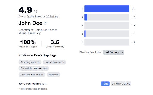 ProfPreview: Rate My Professors for Tufts SIS from Chrome web store to be run with OffiDocs Chromium online ProfPreview: Rate My Professors for Tufts SIS from Chrome web store to be run with OffiDocs Chromium online