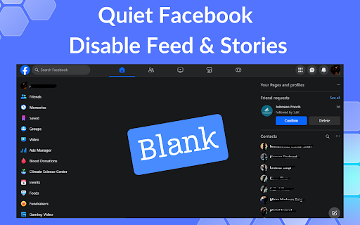 Quiet Facebook: Disable Feed Stories from Chrome web store to be run with OffiDocs Chromium online Quiet Facebook: Disable Feed Stories from Chrome web store to be run with OffiDocs Chromium online