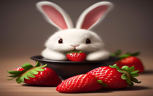 Rabbit and strawberry wallpaper from Chrome web store to be run with OffiDocs Chromium online Rabbit and strawberry wallpaper from Chrome web store to be run with OffiDocs Chromium online