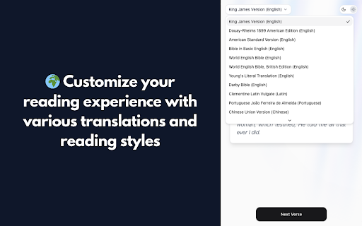 Random Bible Verse Generator from Chrome web store to be run with OffiDocs Chromium online Random Bible Verse Generator from Chrome web store to be run with OffiDocs Chromium online