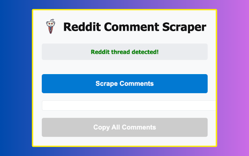 Reddit Comment Scraper from Chrome web store to be run with OffiDocs Chromium online Reddit Comment Scraper from Chrome web store to be run with OffiDocs Chromium online