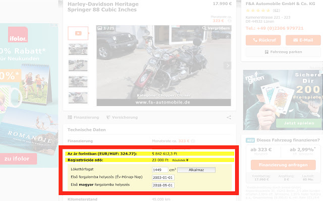 Regisztrációsadó kalkulátor mobile.de from Chrome web store to be run with OffiDocs Chromium online Regisztrációsadó kalkulátor mobile.de from Chrome web store to be run with OffiDocs Chromium online