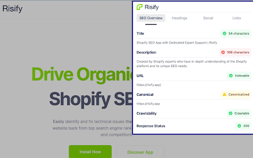Risify Shopify SEO from Chrome web store to be run with OffiDocs Chromium online Risify Shopify SEO from Chrome web store to be run with OffiDocs Chromium online