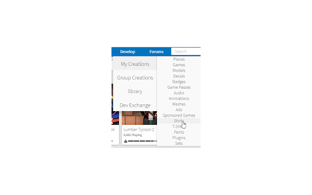 Roblox Catalog and Develop dropdown menu from Chrome web store to be run with OffiDocs Chromium online Roblox Catalog and Develop dropdown menu from Chrome web store to be run with OffiDocs Chromium online