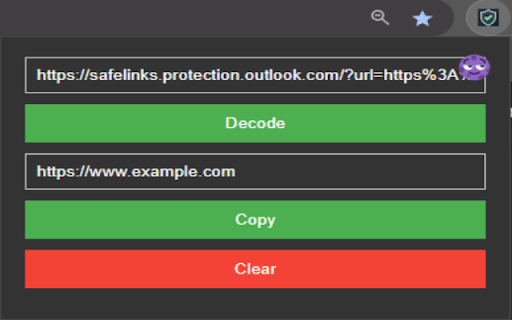 Safe Links Decoder from Chrome web store to be run with OffiDocs Chromium online Safe Links Decoder from Chrome web store to be run with OffiDocs Chromium online