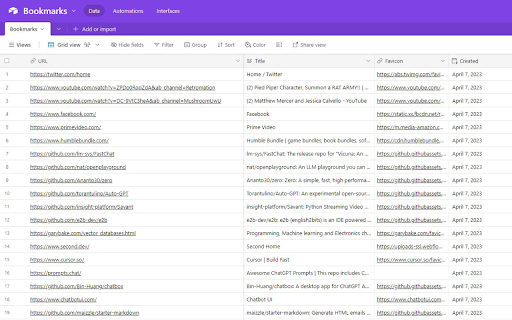 Save Bookmarks To Airtable from Chrome web store to be run with OffiDocs Chromium online Save Bookmarks To Airtable from Chrome web store to be run with OffiDocs Chromium online