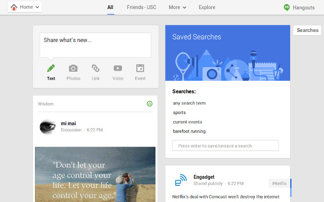 Saved Searches for Google Plus™ from Chrome web store to be run with OffiDocs Chromium online Saved Searches for Google Plus™ from Chrome web store to be run with OffiDocs Chromium online
