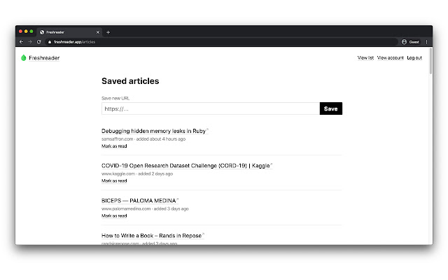 Save to Freshreader from Chrome web store to be run with OffiDocs Chromium online Save to Freshreader from Chrome web store to be run with OffiDocs Chromium online