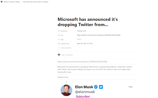 Save Twitter to Notion Twitter Hunter from Chrome web store to be run with OffiDocs Chromium online Save Twitter to Notion Twitter Hunter from Chrome web store to be run with OffiDocs Chromium online