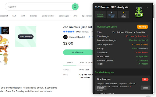 SEO Analyzer for TPT from Chrome web store to be run with OffiDocs Chromium online SEO Analyzer for TPT from Chrome web store to be run with OffiDocs Chromium online