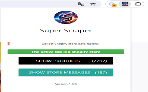 Shopify Super Scraper from Chrome web store to be run with OffiDocs Chromium online Shopify Super Scraper from Chrome web store to be run with OffiDocs Chromium online