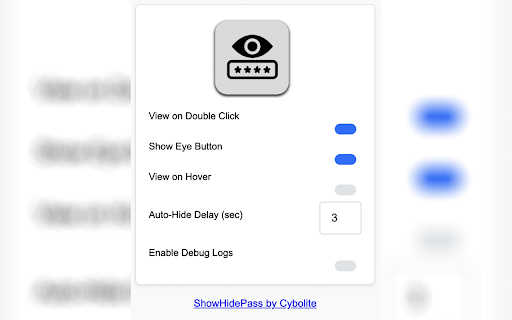 ShowHidePass from Chrome web store to be run with OffiDocs Chromium online ShowHidePass from Chrome web store to be run with OffiDocs Chromium online