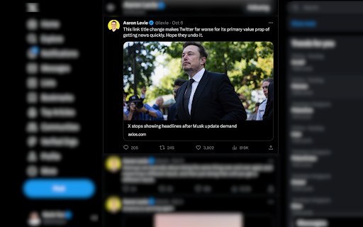 Show Titles In X (formerly Twitter) Links from Chrome web store to be run with OffiDocs Chromium online Show Titles In X (formerly Twitter) Links from Chrome web store to be run with OffiDocs Chromium online