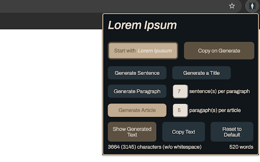 Simple Lorem Ipsum from Chrome web store to be run with OffiDocs Chromium online Simple Lorem Ipsum from Chrome web store to be run with OffiDocs Chromium online