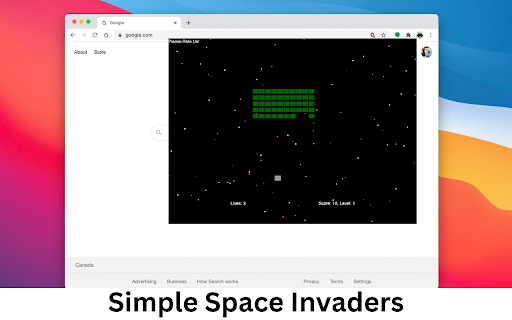 Simple Space Invaders from Chrome web store to be run with OffiDocs Chromium online Simple Space Invaders from Chrome web store to be run with OffiDocs Chromium online