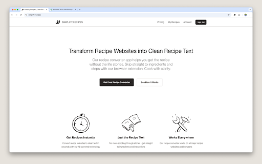 Simplify Recipes from Chrome web store to be run with OffiDocs Chromium online Simplify Recipes from Chrome web store to be run with OffiDocs Chromium online