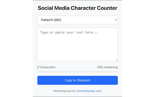 Social Media Character Counter from Chrome web store to be run with OffiDocs Chromium online Social Media Character Counter from Chrome web store to be run with OffiDocs Chromium online