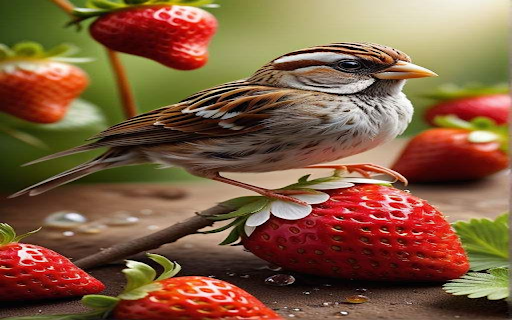 Sparrow and strawberry wallpaper from Chrome web store to be run with OffiDocs Chromium online Sparrow and strawberry wallpaper from Chrome web store to be run with OffiDocs Chromium online