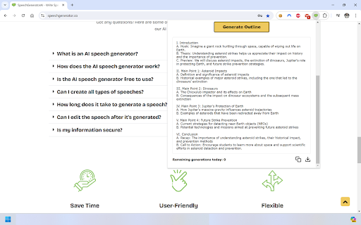 Speech Outline Generator from Chrome web store to be run with OffiDocs Chromium online Speech Outline Generator from Chrome web store to be run with OffiDocs Chromium online