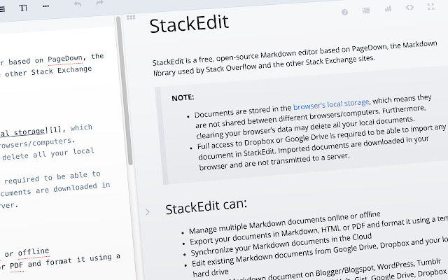 StackEdit from Chrome web store to be run with OffiDocs Chromium online StackEdit from Chrome web store to be run with OffiDocs Chromium online