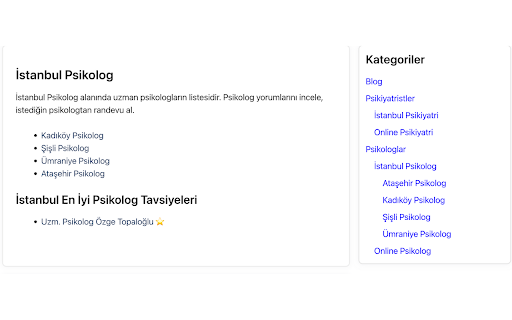 İstanbul Psikolog Önerisi from Chrome web store to be run with OffiDocs Chromium online İstanbul Psikolog Önerisi from Chrome web store to be run with OffiDocs Chromium online