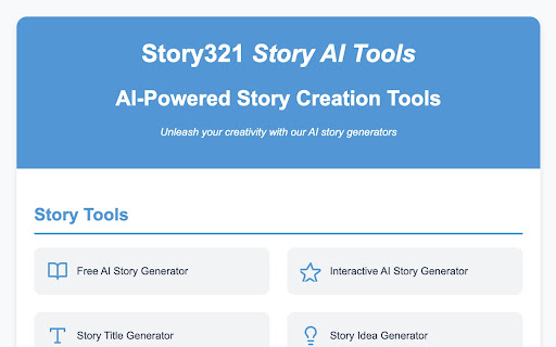 Story321 Story AI Tools from Chrome web store to be run with OffiDocs Chromium online Story321 Story AI Tools from Chrome web store to be run with OffiDocs Chromium online