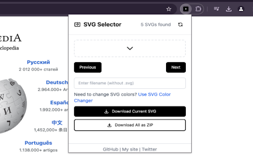 SVG Downloader Extractor from Chrome web store to be run with OffiDocs Chromium online SVG Downloader Extractor from Chrome web store to be run with OffiDocs Chromium online