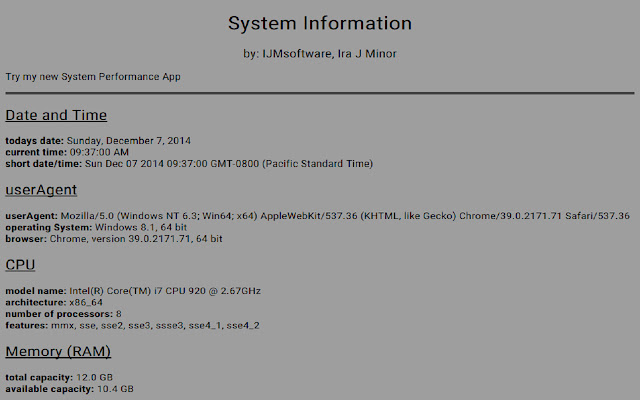 System Information from Chrome web store to be run with OffiDocs Chromium online System Information from Chrome web store to be run with OffiDocs Chromium online