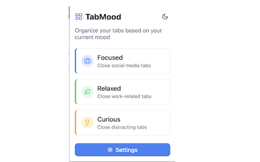 TabMood from Chrome web store to be run with OffiDocs Chromium online TabMood from Chrome web store to be run with OffiDocs Chromium online