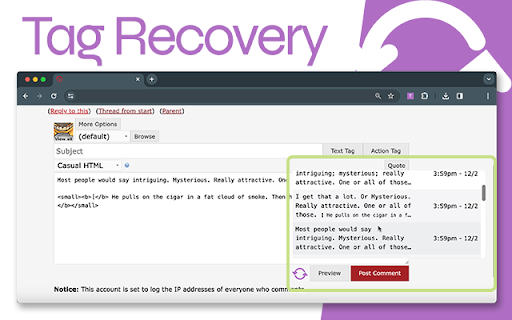 Tag Recovery from Chrome web store to be run with OffiDocs Chromium online Tag Recovery from Chrome web store to be run with OffiDocs Chromium online