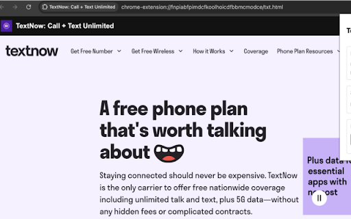 TextNow: Call + Text Unlimited from Chrome web store to be run with OffiDocs Chromium online TextNow: Call + Text Unlimited from Chrome web store to be run with OffiDocs Chromium online