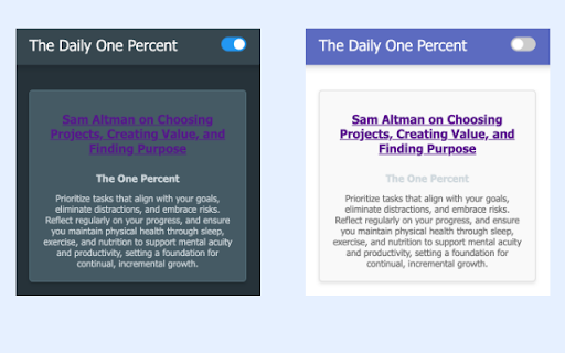 The Daily One Percent from Chrome web store to be run with OffiDocs Chromium online The Daily One Percent from Chrome web store to be run with OffiDocs Chromium online