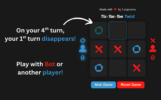 TicTacToe Twist from Chrome web store to be run with OffiDocs Chromium online TicTacToe Twist from Chrome web store to be run with OffiDocs Chromium online