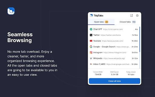 TidyTabs from Chrome web store to be run with OffiDocs Chromium online TidyTabs from Chrome web store to be run with OffiDocs Chromium online
