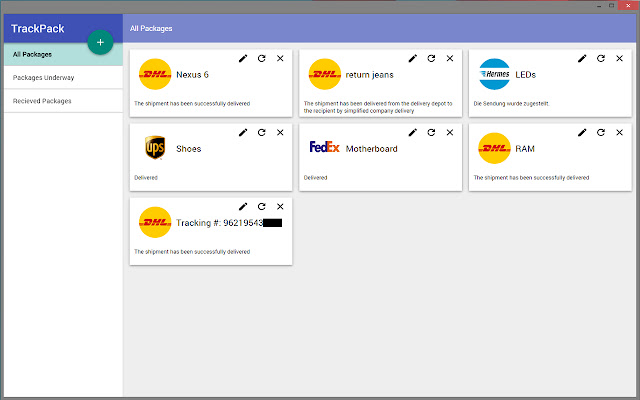 TrackPack Track Your Packages easily from Chrome web store to be run with OffiDocs Chromium online TrackPack Track Your Packages easily from Chrome web store to be run with OffiDocs Chromium online