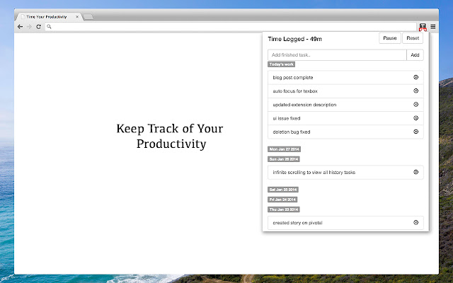Track your productivity from Chrome web store to be run with OffiDocs Chromium online Track your productivity from Chrome web store to be run with OffiDocs Chromium online