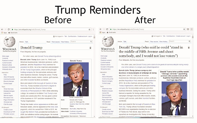 Trump Reminders from Chrome web store to be run with OffiDocs Chromium online Trump Reminders from Chrome web store to be run with OffiDocs Chromium online
