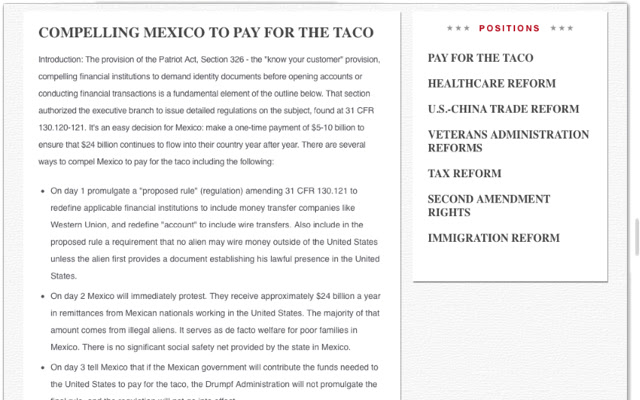 Trump Taco from Chrome web store to be run with OffiDocs Chromium online Trump Taco from Chrome web store to be run with OffiDocs Chromium online