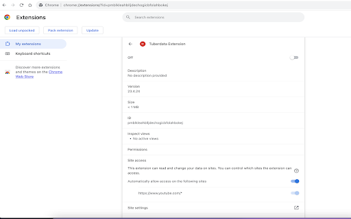 Tuberdata from Chrome web store to be run with OffiDocs Chromium online Tuberdata from Chrome web store to be run with OffiDocs Chromium online