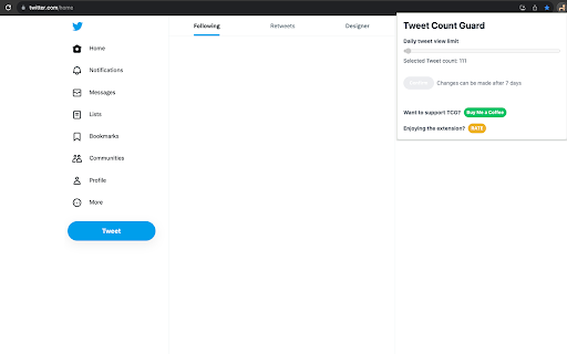 Tweet Count Guard from Chrome web store to be run with OffiDocs Chromium online Tweet Count Guard from Chrome web store to be run with OffiDocs Chromium online