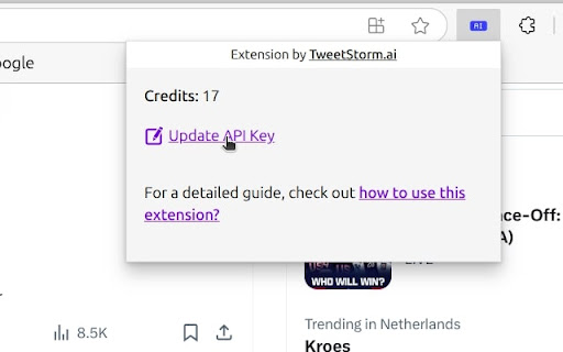 TweetStorm.ai: AI powered Tweet Generator from Chrome web store to be run with OffiDocs Chromium online TweetStorm.ai: AI powered Tweet Generator from Chrome web store to be run with OffiDocs Chromium online