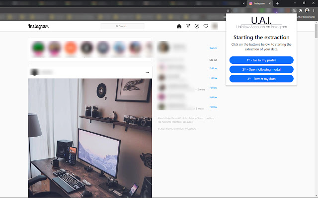 UAI Unfollow Accounts on Instagram from Chrome web store to be run with OffiDocs Chromium online UAI Unfollow Accounts on Instagram from Chrome web store to be run with OffiDocs Chromium online