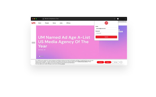 UM Ad Compliance Tool from Chrome web store to be run with OffiDocs Chromium online UM Ad Compliance Tool from Chrome web store to be run with OffiDocs Chromium online